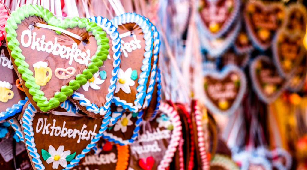 typical souvenir at the oktoberfest in munich - a gingerbread heart - lebkuchenherz